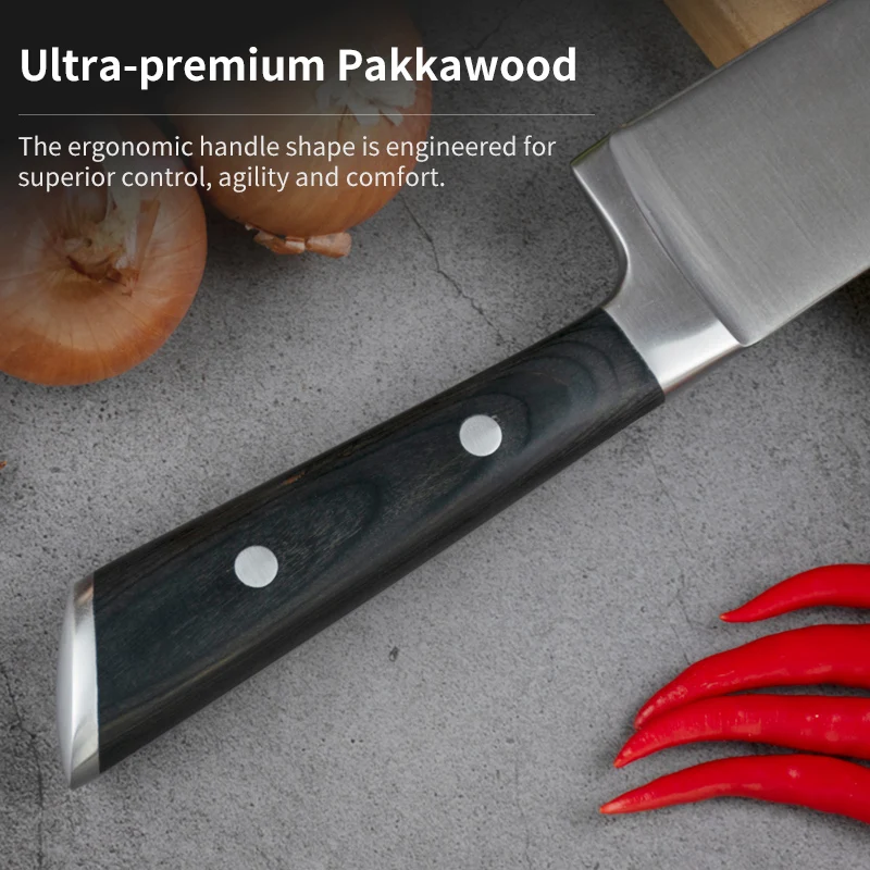 Best Choice for Home Kitchen 8 Inch German High Carbon Stainless Steel 5CR15MOV Pakka Wood Handle Chef Knife