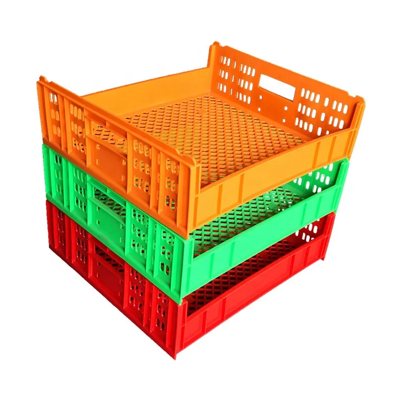 Blue Mesh Hygenic Stackable Plastic Bakery Australian Large Sturdy Folding Bread Crates Bread Tray for Bread Food Move