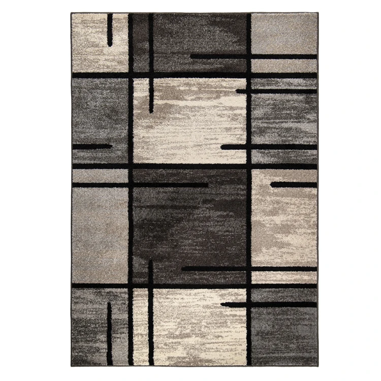 Modern Printed Polyester Carpet Rugs 3d Design Living Room Carpets Geometric Charcoal Area Rug