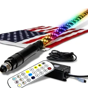 Hot selling whip Chasing Colors LED Lighted Whip Antennas Flag Light for ATV UTV Buggy RZR Offroad Cars