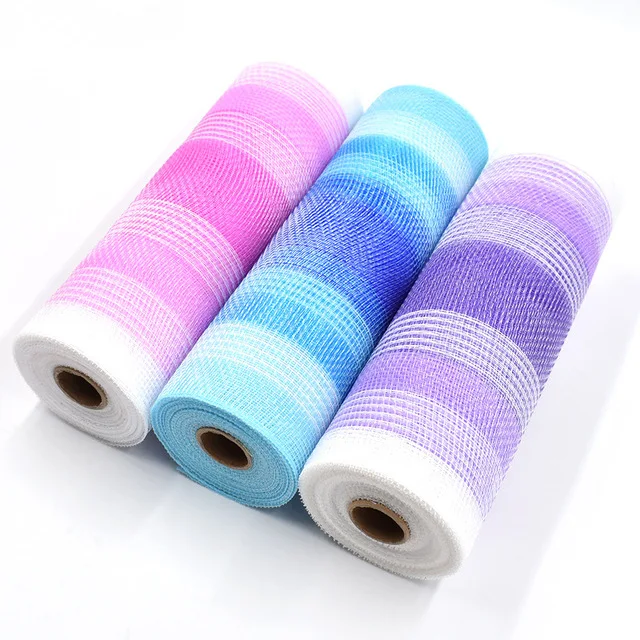 New Poly Deco Mesh 10 Inch Ribbon With Colorful Stripes Home Decor For