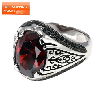 925 Sterling Silver Jewelry Men Rings Luxury Turkish Rings Silver Men Crystal Zircon Ring