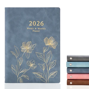 Support Customized Logo A5 PU Leather Loose-leaf 2026 Agenda Notebooks 365 Day Diary Weekly Monthly Planners Notebook
