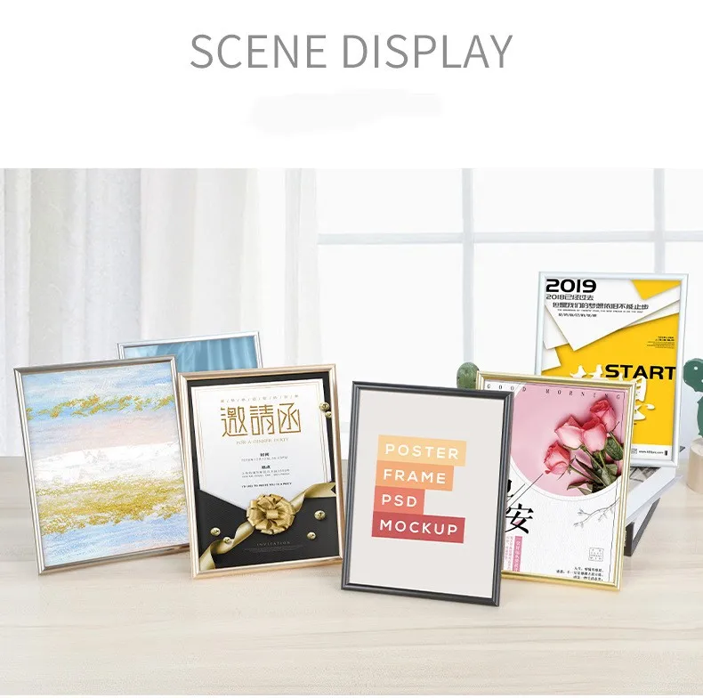 Custom size a0 a1 a2 a3 a4 a5 clip open aluminum poster frame photo frame sign display snap frame