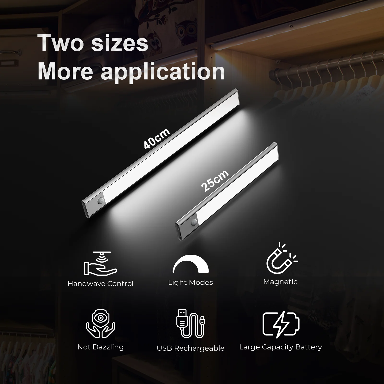 1500mah Rechargeable Wireless Motion Sensor Closet Light 54 Led Under