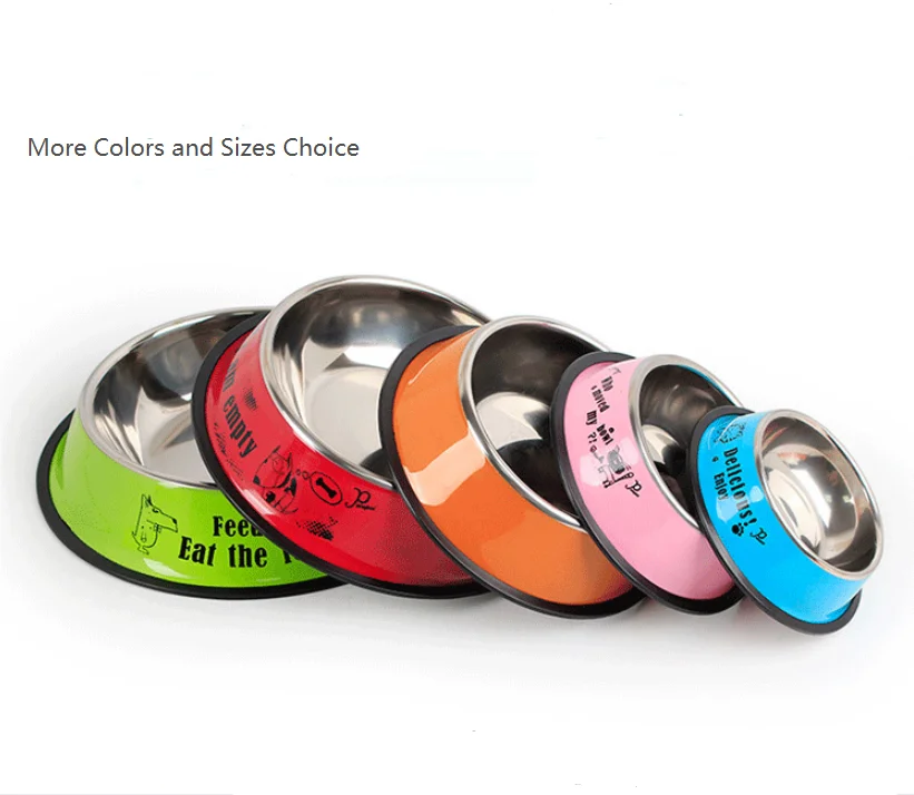 Pet bowl non-slip stainless steel for feeding and drinking