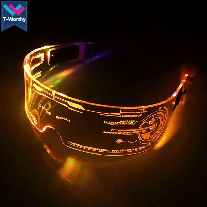 Lunettes LED Lumineuses Cyberpunk – 7 Couleurs, Modes Clignotants – Pour Fête, Rave, Concert, DJ – Pack De 2