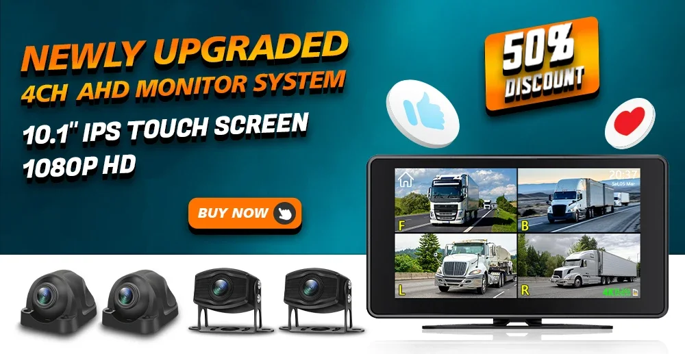7 Inch 1024*600 IPS AHD Car Monitor 2CH Waterproof ADAS Vehicle Camera ...