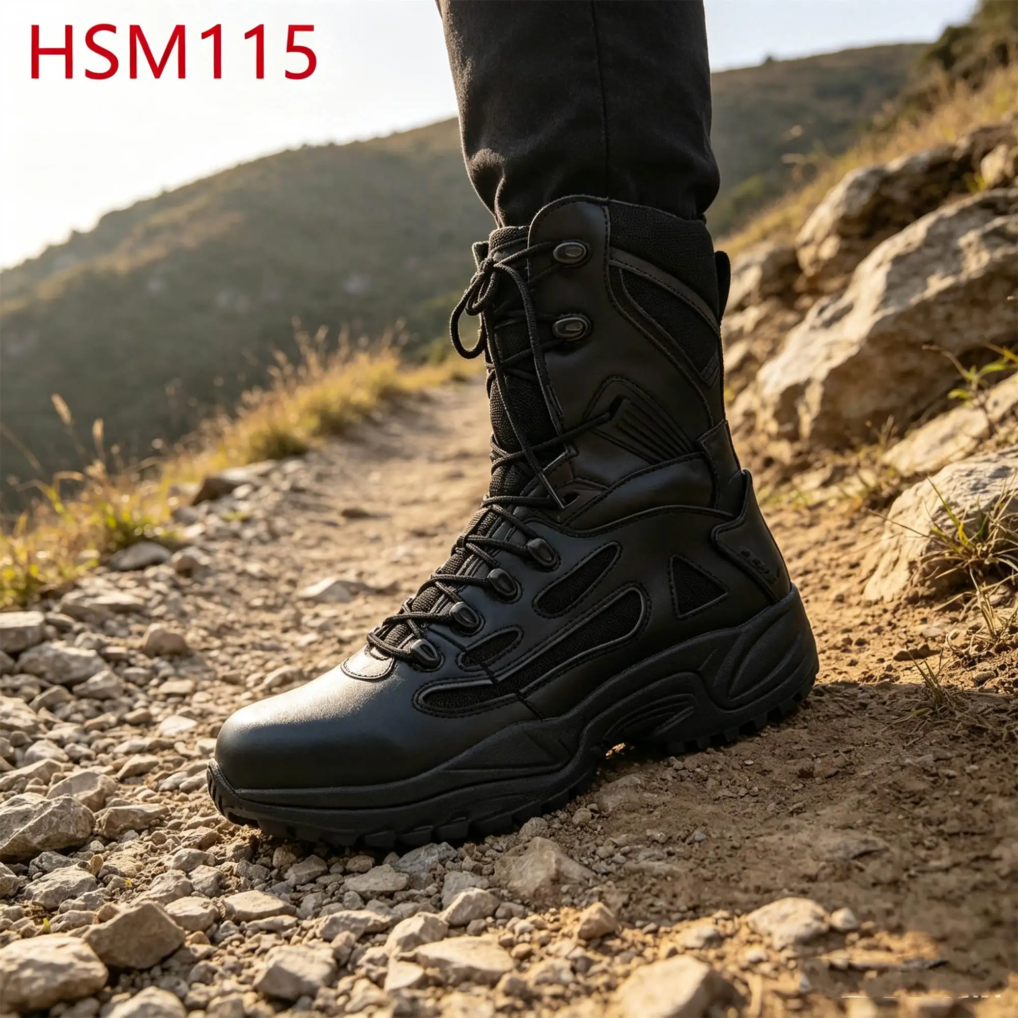 ZYF,flexible Support System Black/tan Combat Boots for Adventure Toughest Conditions Tactical Boots with Side Zipper HSM115