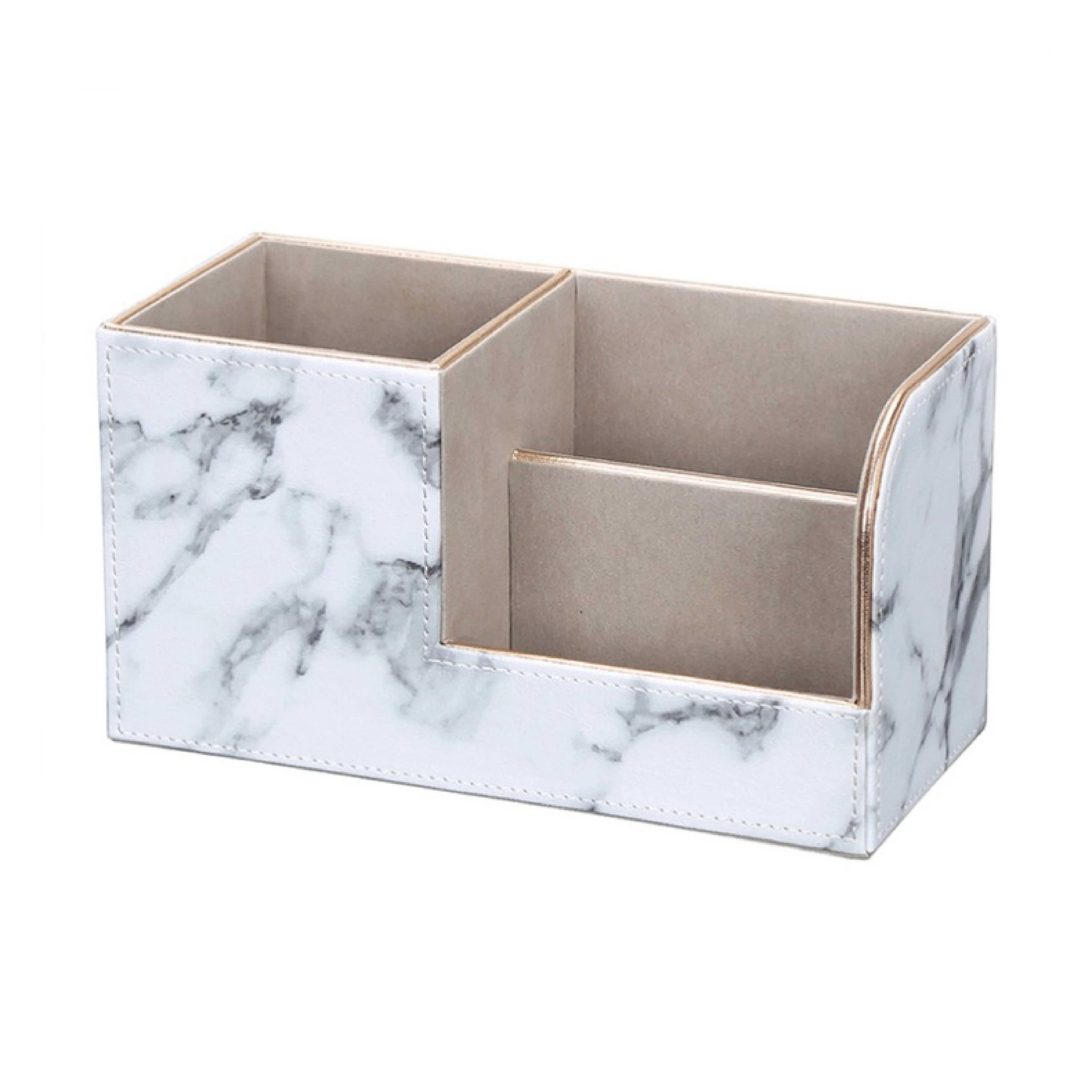 Multi-function Storage Box Custom logo Pu Leather Marble Grain Stationery Business Card Holder Office Home Table Desk Organizer
