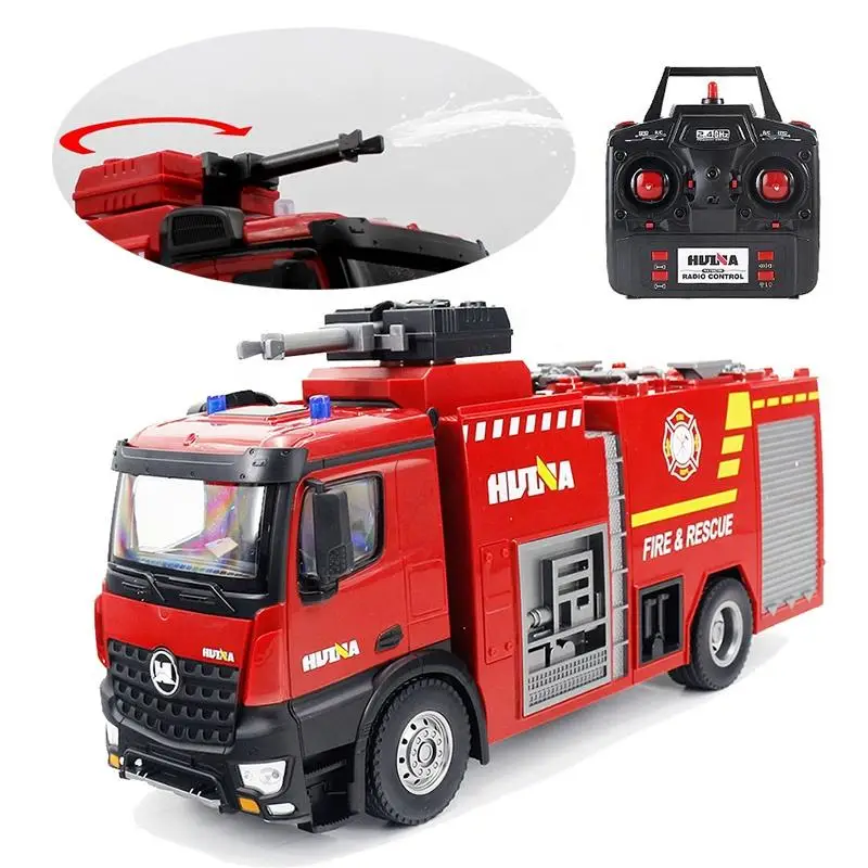 Huina Remote Control Toy Electric Simulation RC Fire Truck Toy Huina 1562 RC Truck 22CH R/C Ladder Box Water Spray Fire Truck