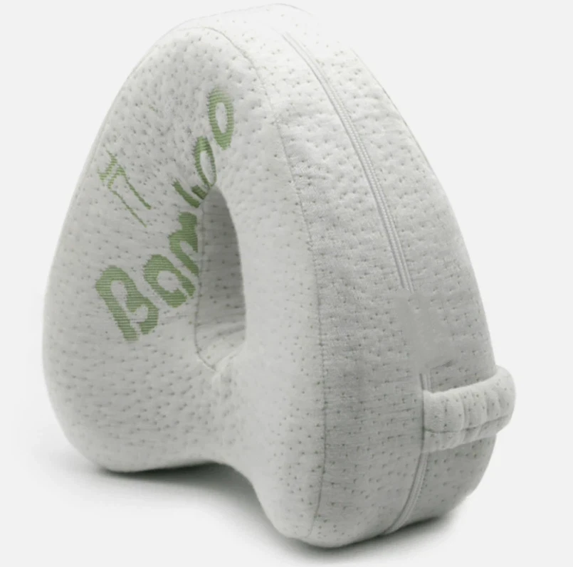 Atmungsaktives Bambusstoff-Bein-Kissen mit Herzform und Ergonomischem Memory-Schaum für Seitenschläfer mit Riemen