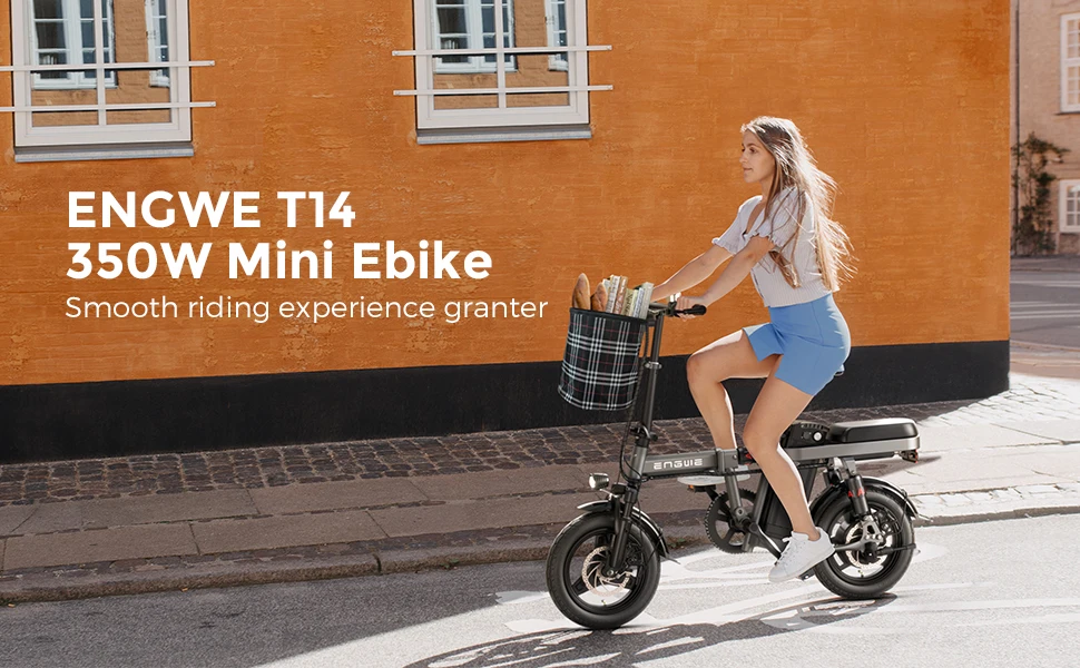 New Arrival Engwe T14 Step Through 2 Seat Folding 14 Inch Small Electric Mini City E Bike