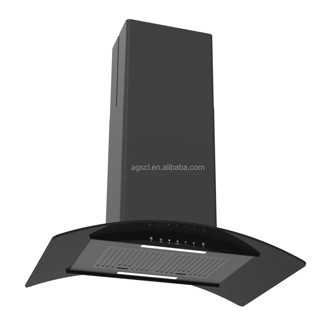 900mm Glass Cover Kitchen Cooker Hood Island Chimney Touchless Control