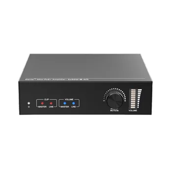 Compact 60W Mini Power Amplifier Bridgeable Home HI-FI Dante Networked 24V DC/PoE+ Remote Trigger Metal Material for Stage