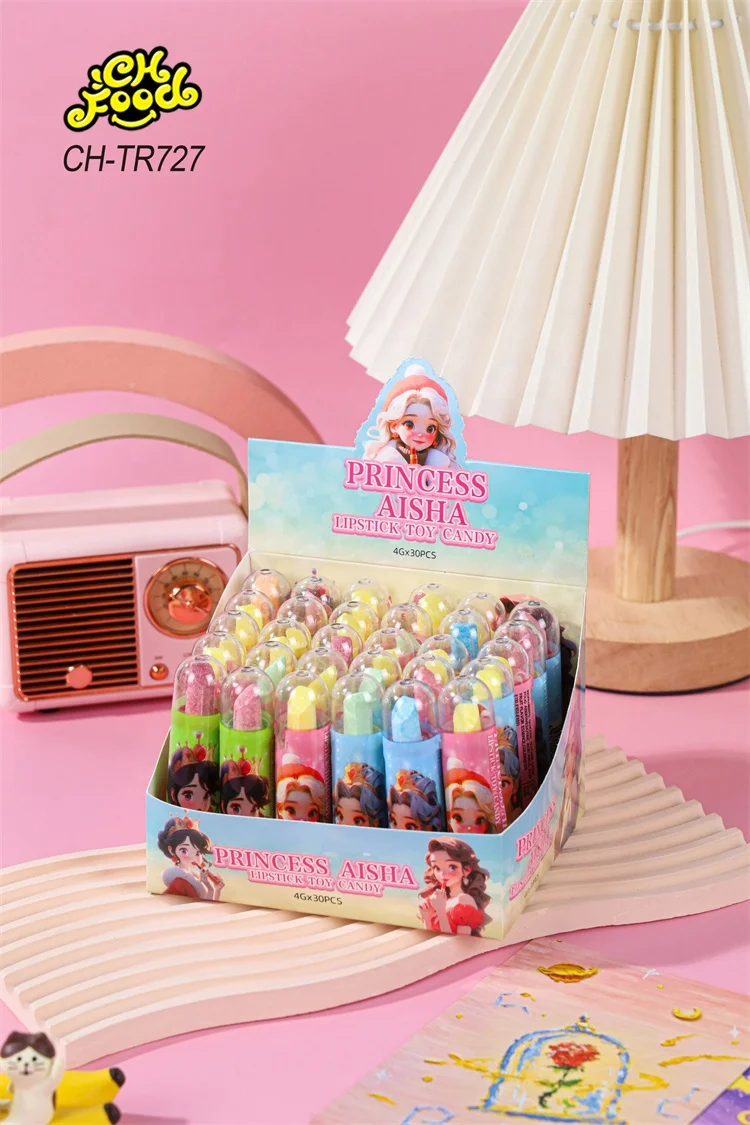 LOW MOQ Plastic Lipstick Toy with Fruit Flavor Tablet Candy for Kids