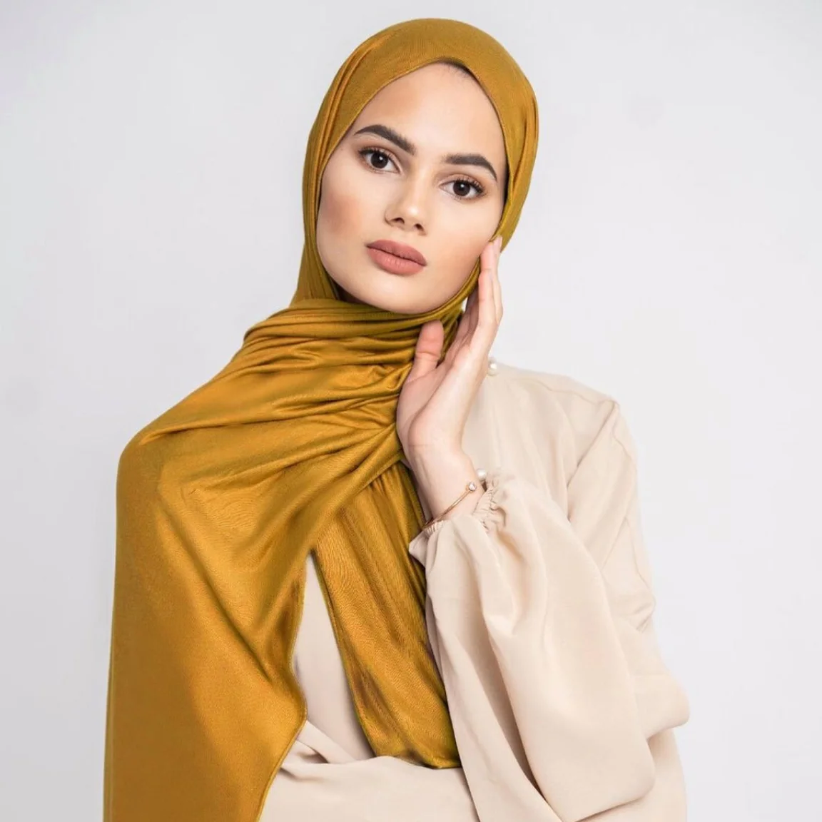 Wholesale Muslim Women Plain Big Stretchy Jersey Hijab Scarfs Luxury Premium Viscose Cotton