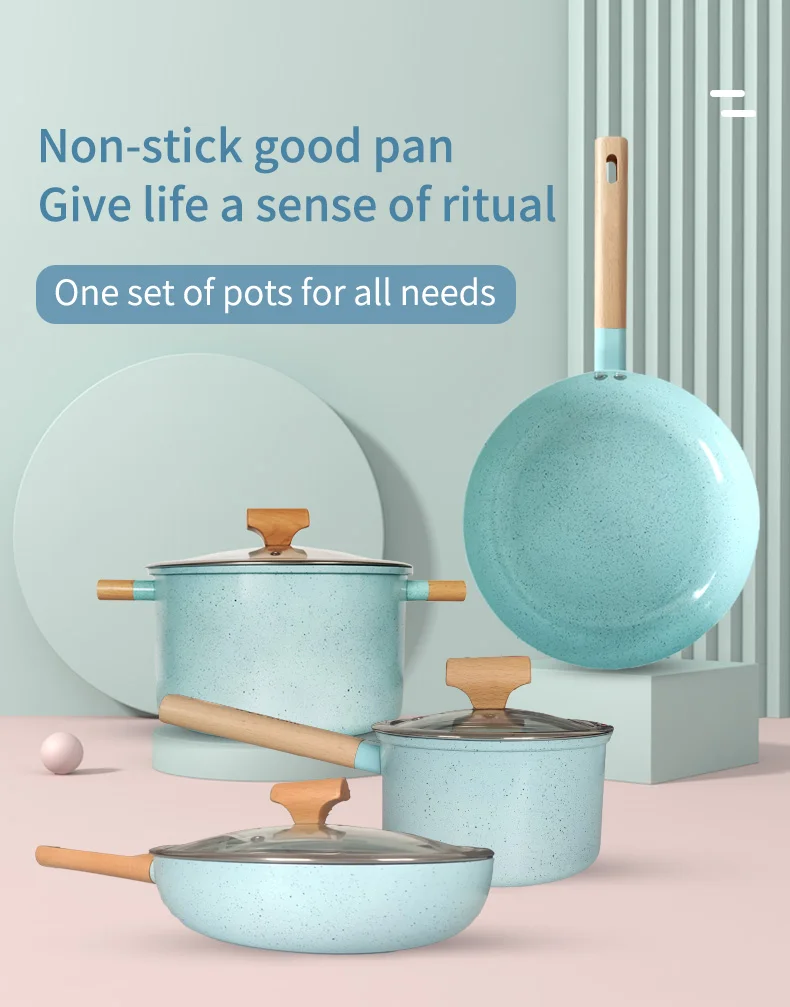 Factory Price Non Stick Ceramic Coating Cookware Set Home Cooking Pot