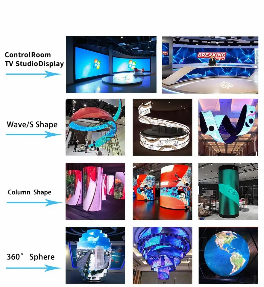 P2 P3 P4 Creative LED Tunnel Screen F Arch Display Space-time Tunnel Screen Curved LED Video Walllexible Soft LED Module LED