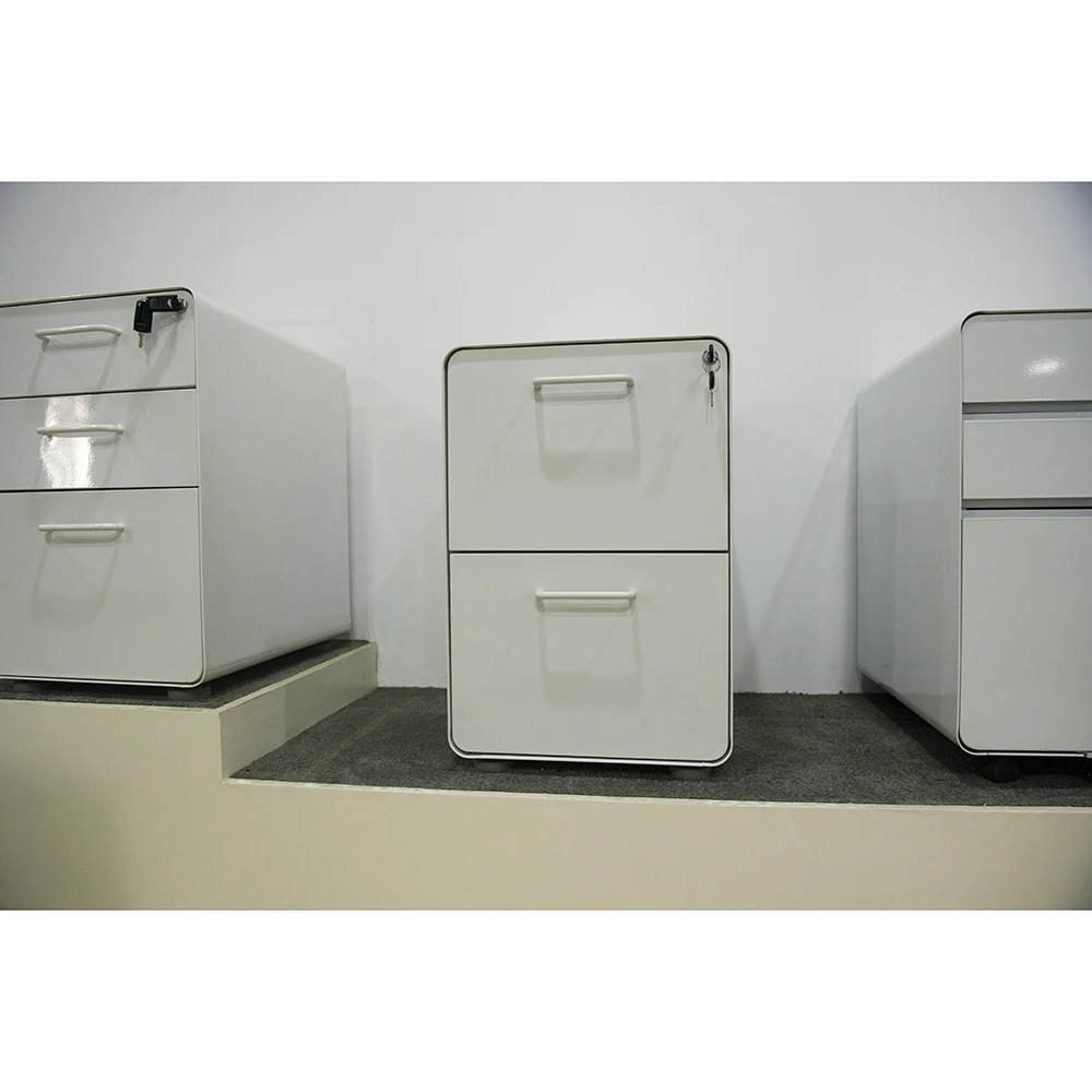 Assemble Round Edge Steel Storage Cabinets 3 Drawer Vertical Metal Mobile Pedestal Factory Wholesale
