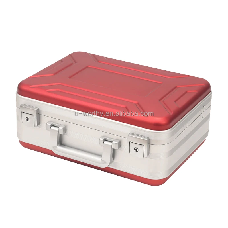 Portable Hard Aluminum Suitcase File Boxes Customizable OEM Portable Aluminum Alloy Metal Tool Case Document Storage with Foam