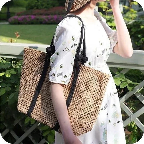 Large Foldable Raffia Straw Beach Tote Bag for Women OEM