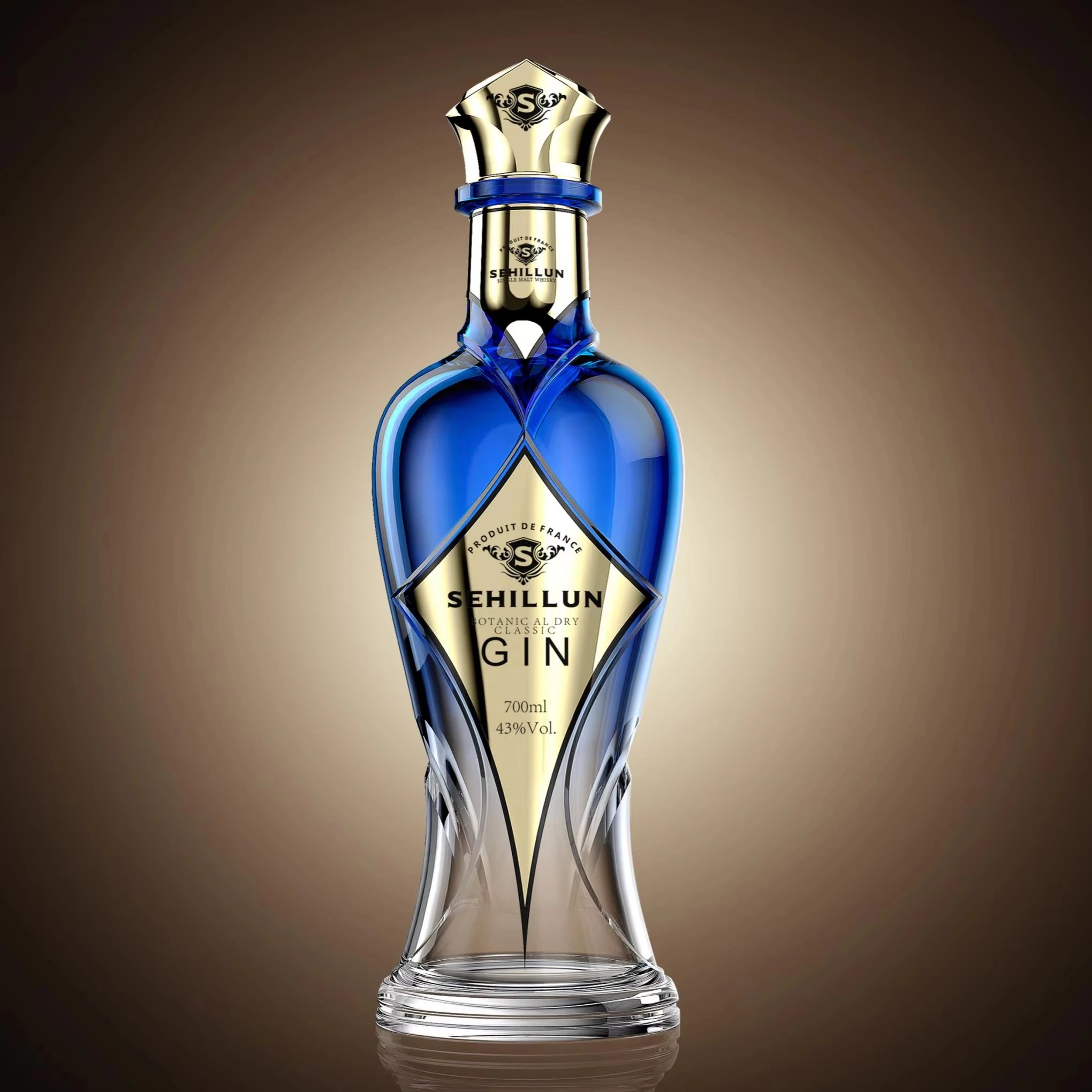 Clear bottle with oem unique logo and premium gin and spirits included in a custom package.