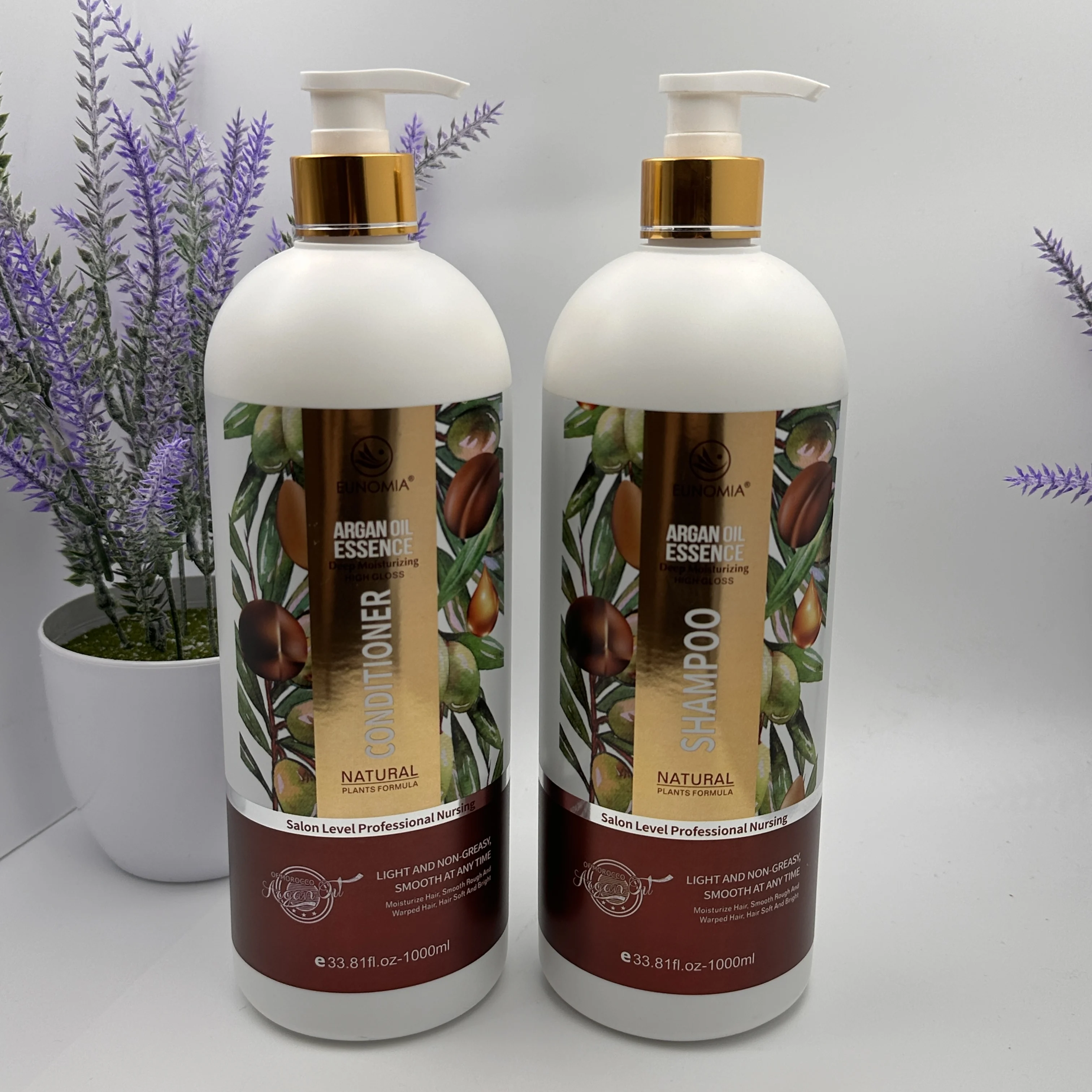 Salon Level Professional Natural Plant Formula Hair Care Set Argan Oil Repairing Cleaning Hair Shampoo and Conditioner