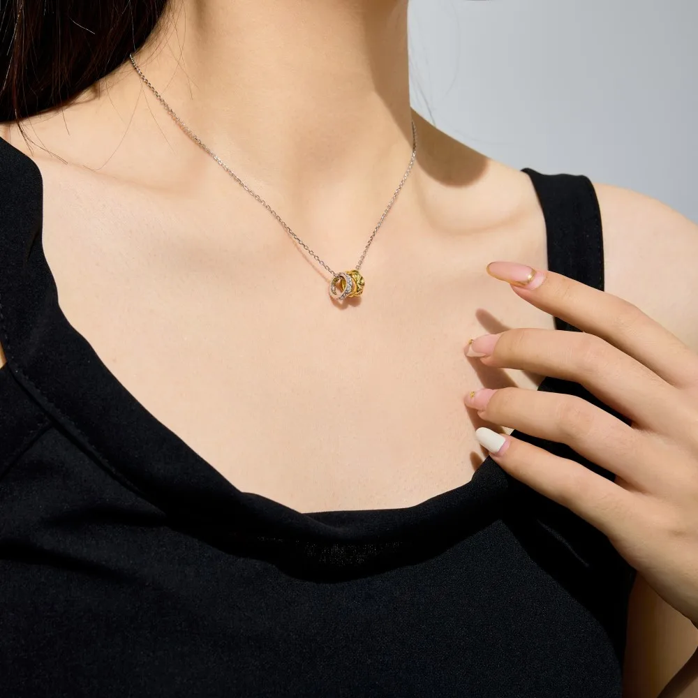 KAKODIY personalized design fine jewelry rhodium 18K gold plated chain contrasting pendant necklace for women detail 3