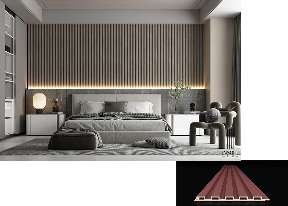 Indoor Pastel Colors Slat Wood Fluted Cladding End 3D PVC WPC Wall ...