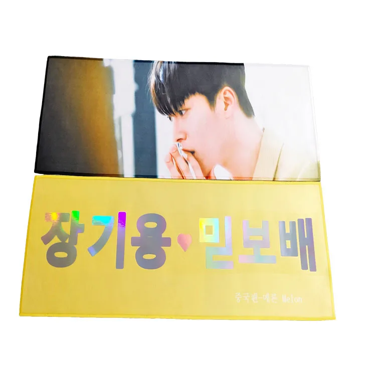 Economical Custom Pattern Design Kpop Slogan Black Microfiber Hand Towel Wholesale Fabric Wall Poster
