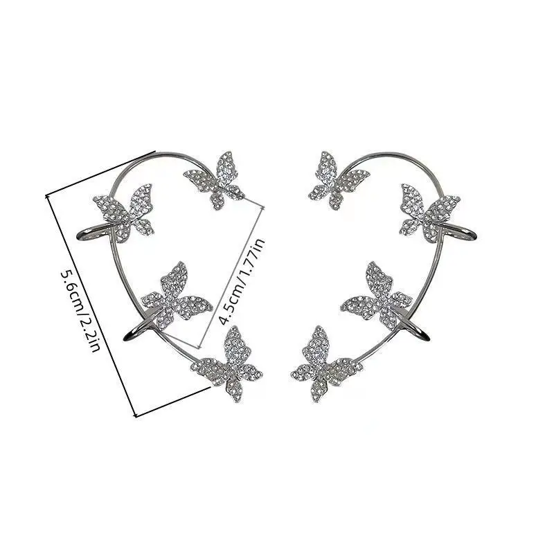 ZLING Orecchini A Clip Farfalla Senza Foro - Cristalli Zircone Lucenti - Gioielli Fashion Donna - 1 Pezzo