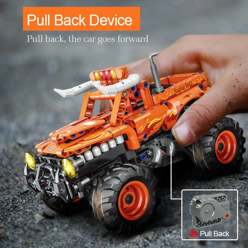 WOMA TOYS 2023 Kids Assembly Technic Sports Car Boy DIY Mechanical Gear Technical Pull Back Car Building Block Brick Gift Toy