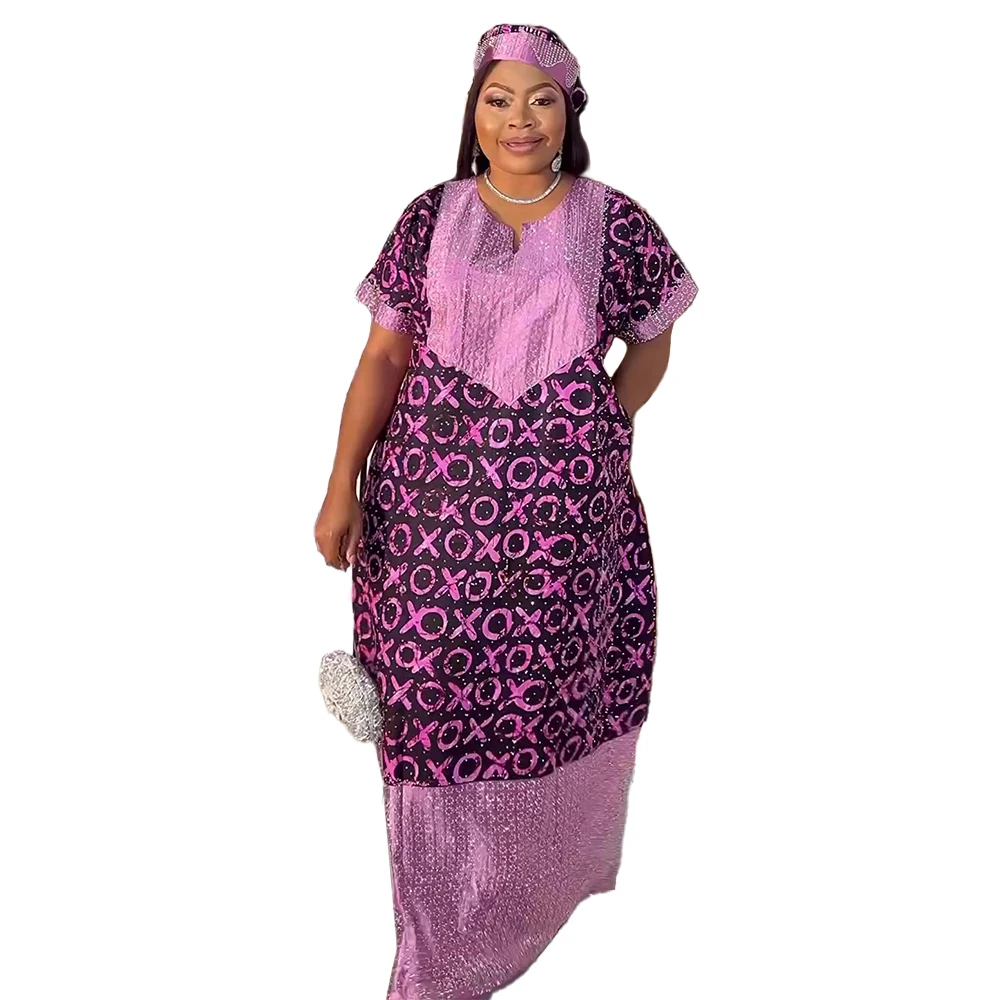 purple african dresses Purple African Print High Low Dress-DP3847D