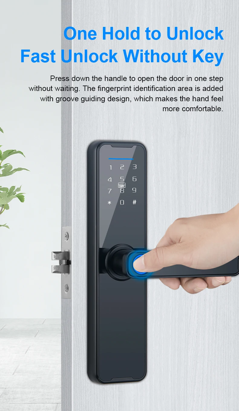 Best Price  Outdoor Password Code Card Key Wifi  Smart Door Lock Fingerprint Tempered Glass Door Lock