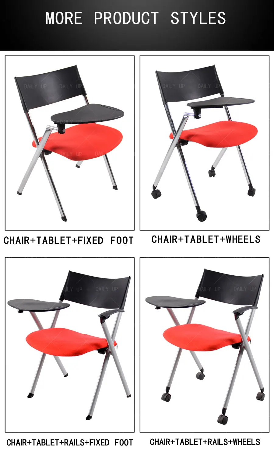 Folding Training Chair With Castors Folding Conference Chair With Wheels Fixed Meeting Chair