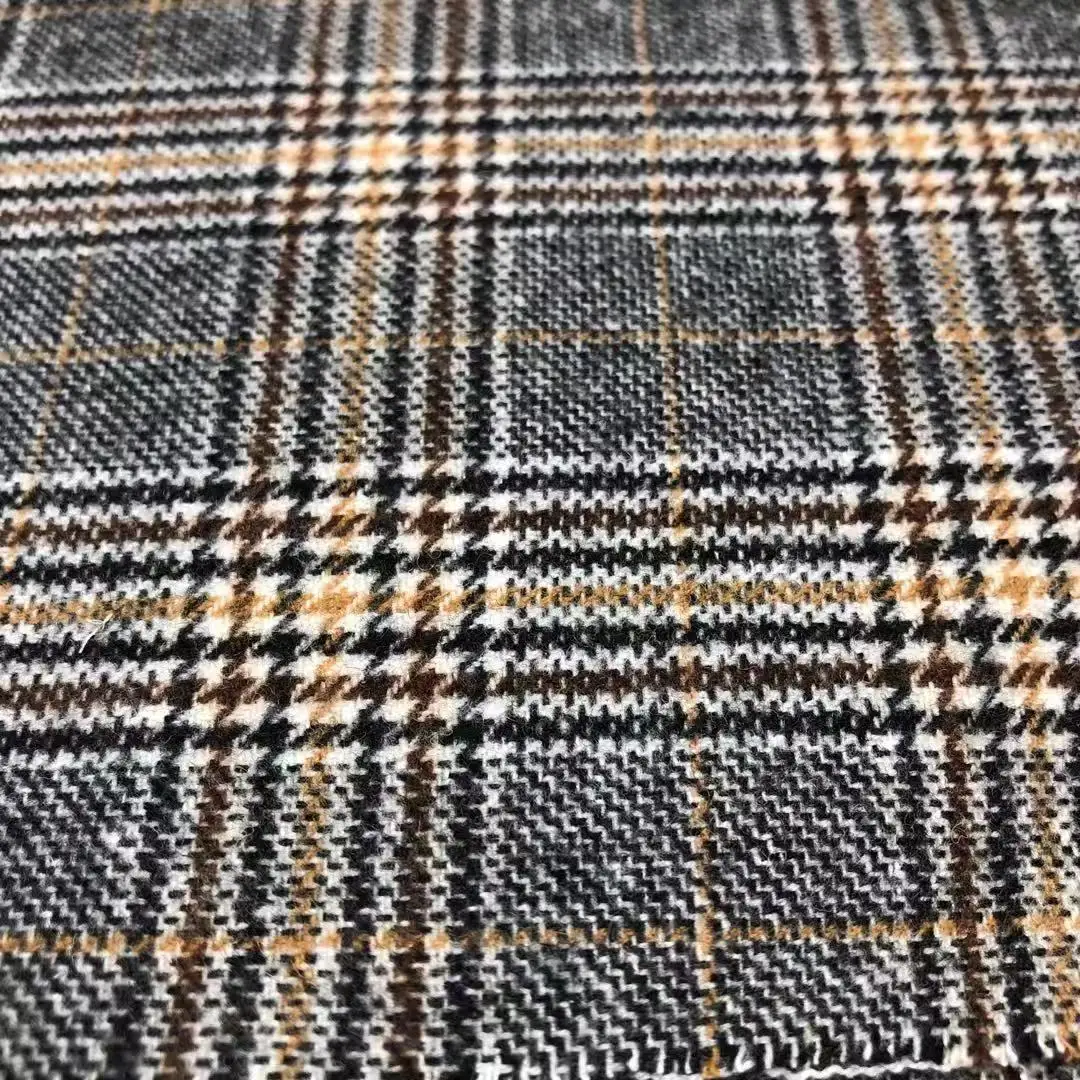15%Wool 82%Polyester 450g/m All Season Suit Skirt Woolen Cloth Fabric Houndstooth Tartan Flannel