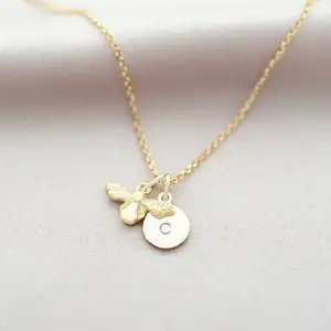 American Style Personalised Custom 18k Gold Plated Vermeil Bee Necklace 925 Sterling Silver Honey Bee Necklace for Women