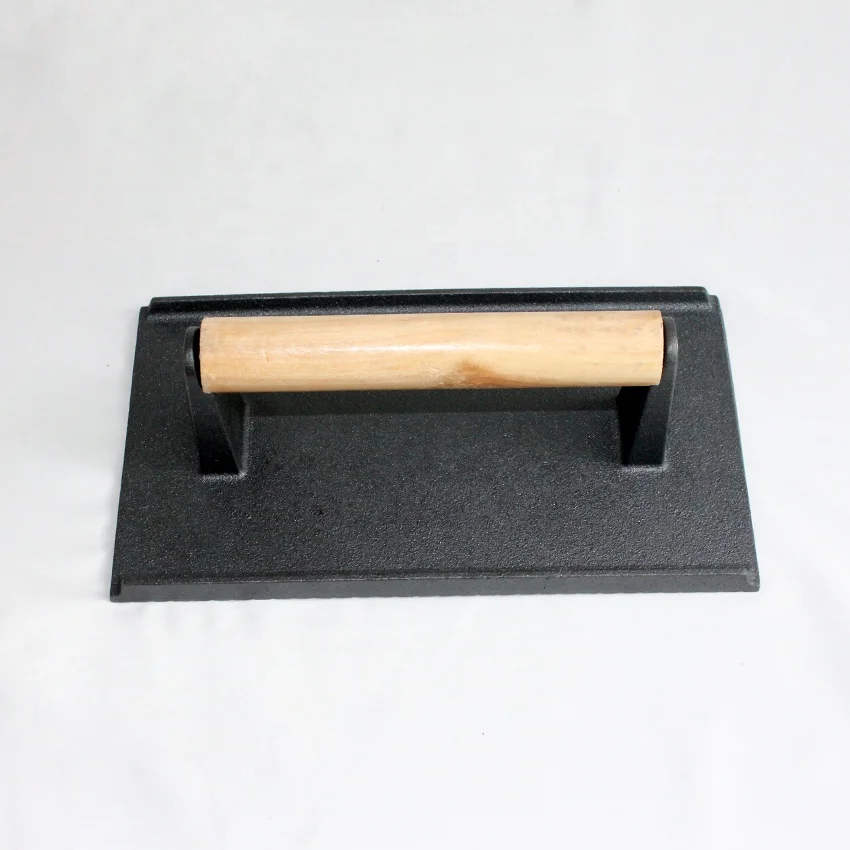 Cast Iron Burger Square Meat Press Flat Grill Press