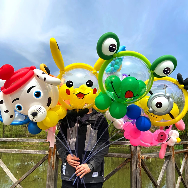 Kids Diy Balloon Animal Kits Led Light Bobo Balloon Handmade Cartoon Latex Balloons With Sticks