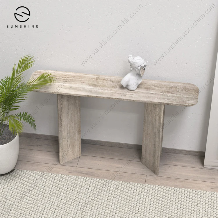 travertine console table