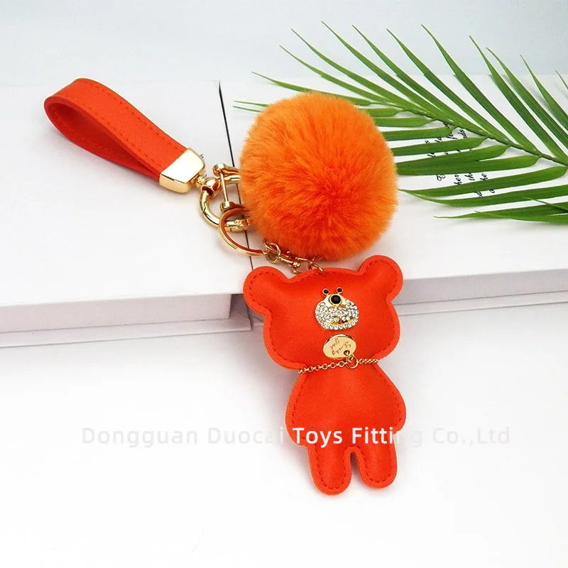 New Style Genuine Leather Key Chains Bag Pendant Charms Car Fur Key