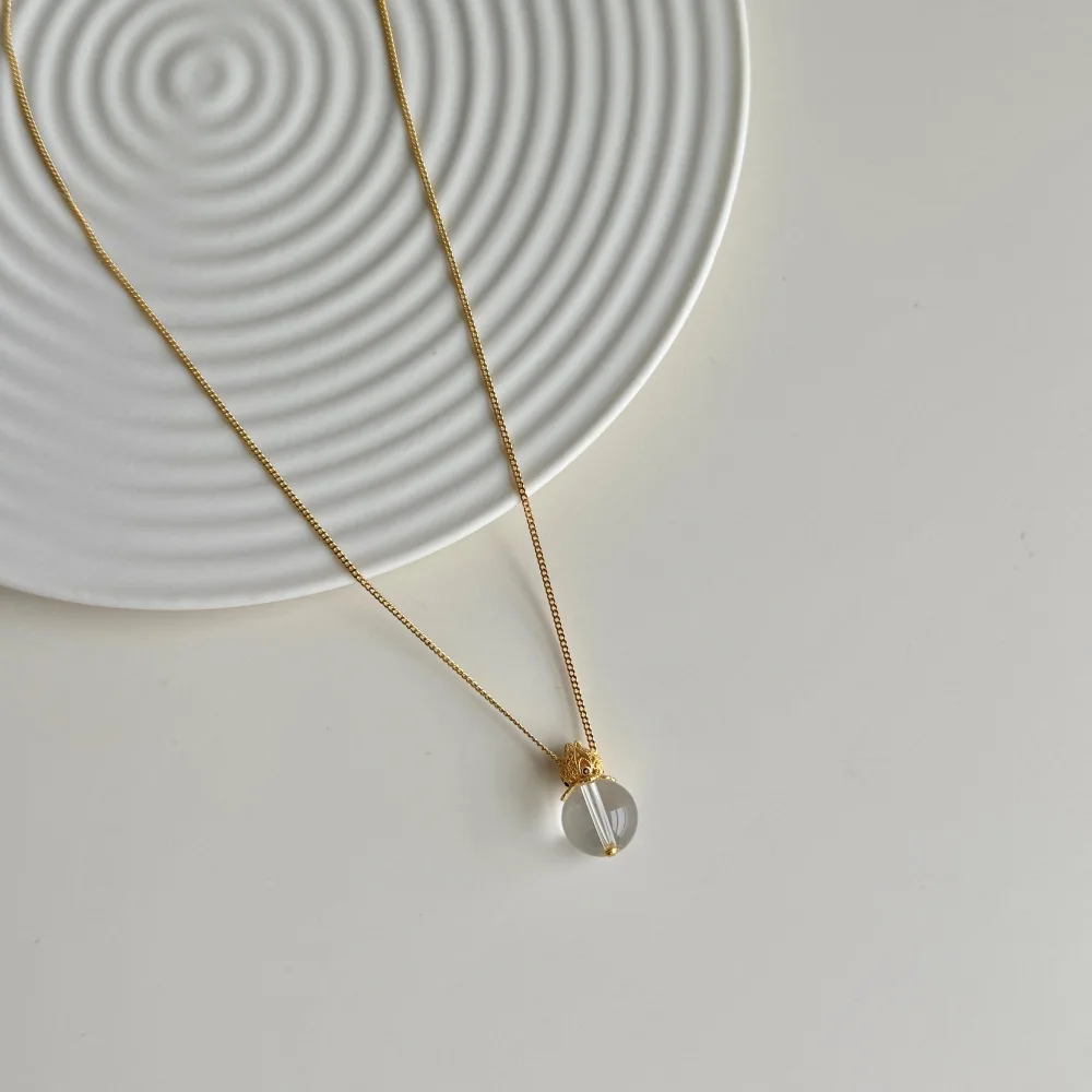 KAKODIY Unique Design 925 Sterling Silver 18K Gold Plated Chain 5A Zirconia Lotus Natural White Crystal Pendant Necklace detail 10