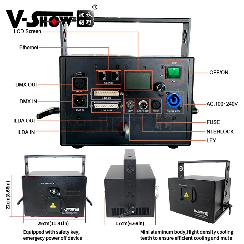 VSHOW L0303 Mini 3W Animation RGB DMX ILDA Laser Light 30K for Disco Event DJ Show