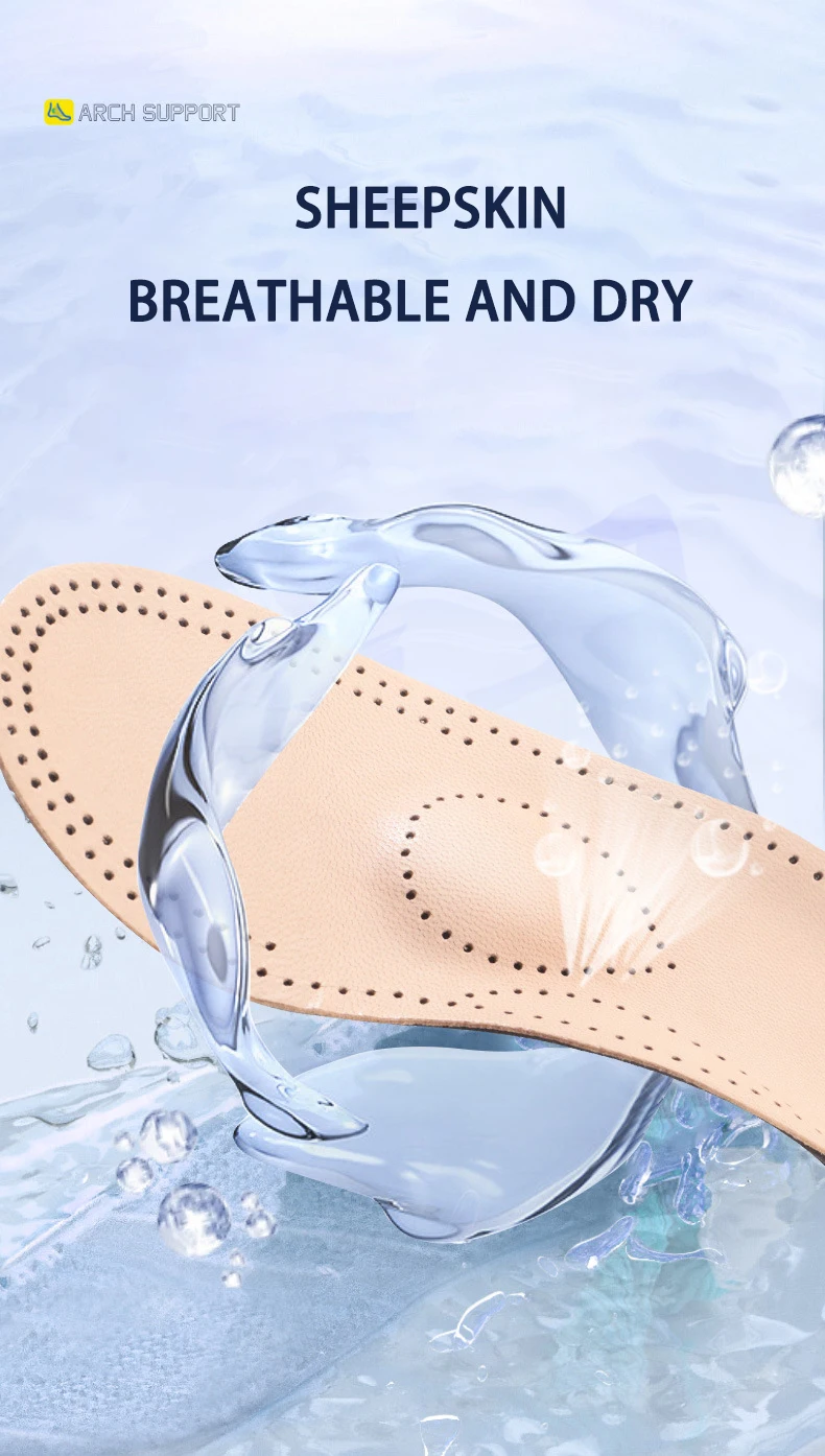 New Arrival! Sheepskin Latex Arch Support Correction Insoles for Bowlegs Shock Absorbing Ball-of-Foot Cushion Pads MOQ 1 Pair