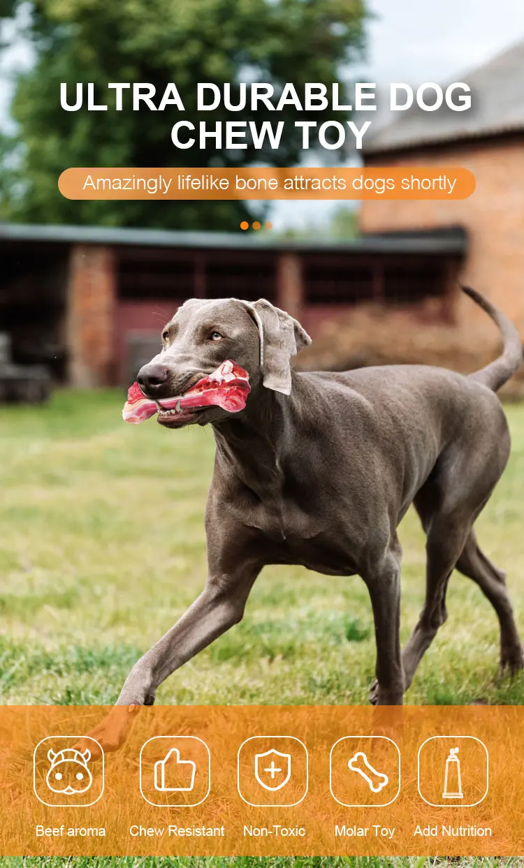 Dog Chew Bones For Aggressive Chewers Large Breed Real Beef Flavor