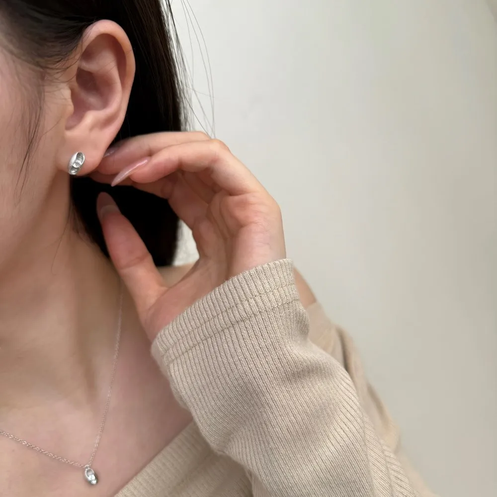 KAKODIY Unique Design 925 Sterling Silver Matte No Fading Oval Frosted Surface Round 5A Cubic Zirconia Stud Earrings detail 6