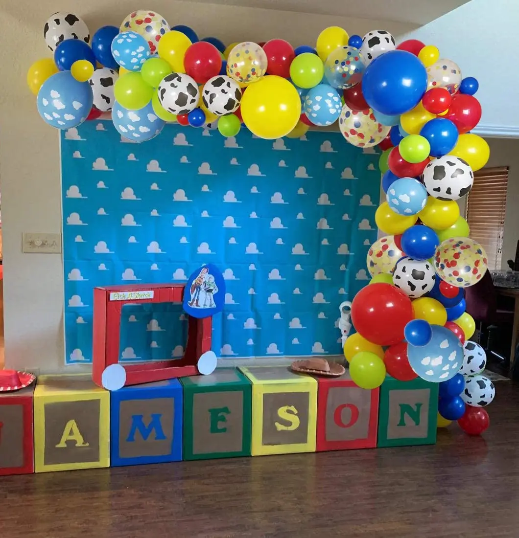 Details about   Kit De Arcos Toy Story 120 Globos Latex Decoraciones Para Cumpleaños Patrón Vaca 