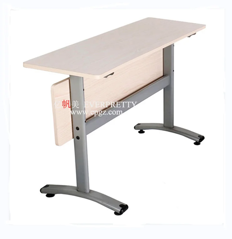 EVERPRETTY University Classroom Furniture Study Combination Table Easy to Move Wooden Student Desk with Wheels