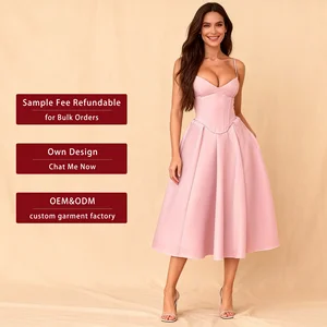Fashionable Corset Halter Dress 2026 Spring New Style Slim Solid Color V-neck Long Dress for Women